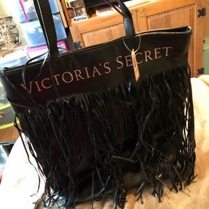 Victoria secret bag black fringe tote